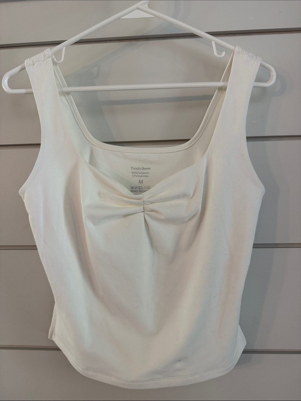 Trendy Queen White Tank Top with Front Twist Detail